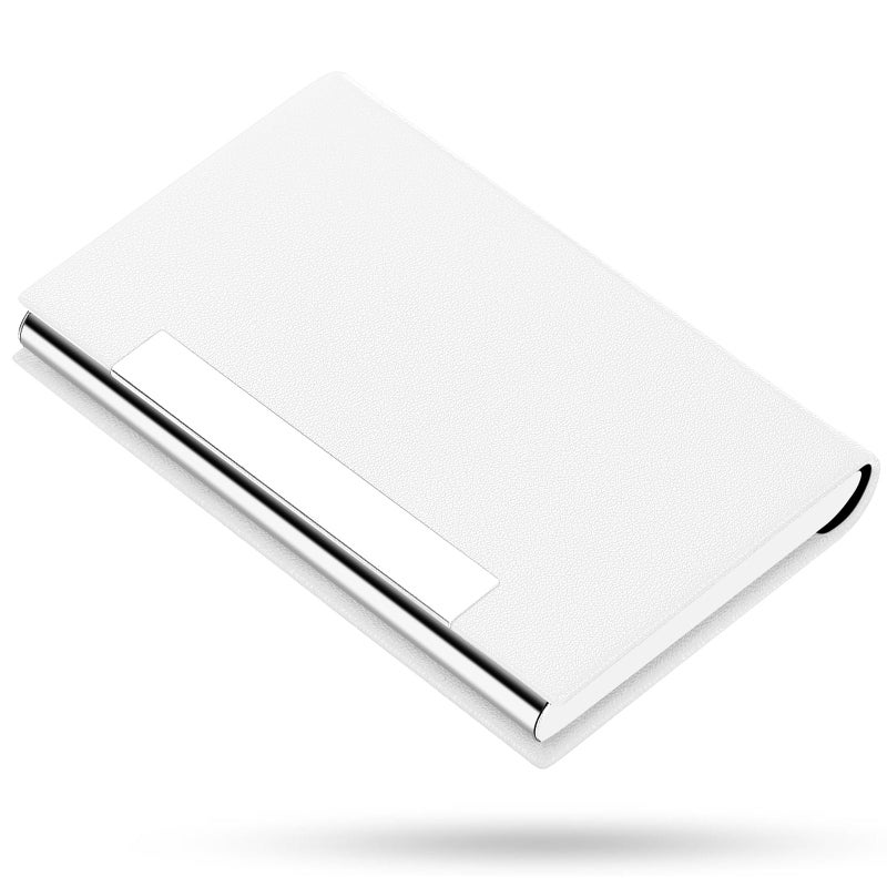 Padike Business Card Holder, Business Card Case Professional PU Leather & Stainless Steel Multi Card Case,Business Card Holder Wallet Credit Card ID Case/Holder for Men & Women. (T-White) - Image 1